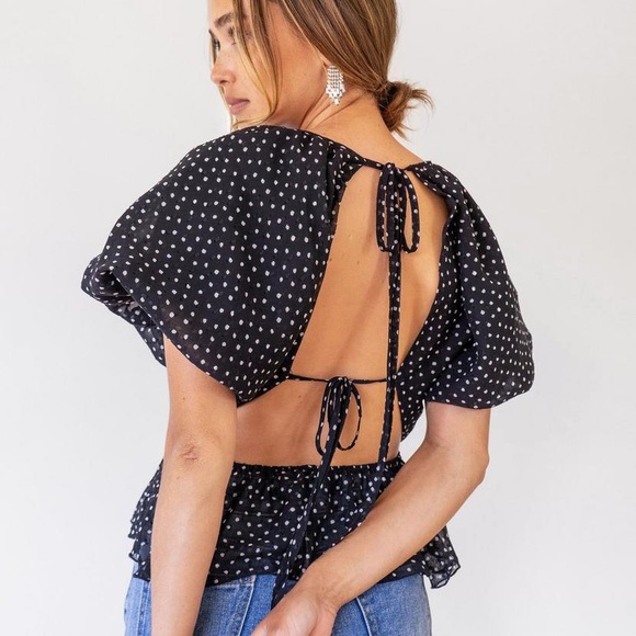 Puff Sleeve Polka Dot Blouse - Picture 2 of 3